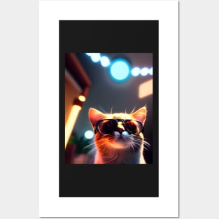 Adorable Kitten with Glasses - Modern Digital Art Posters and Art